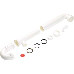 Siphon tubulaire blanc (G 1 1/2) Ø 47,8 mm pour évier, composé de tuyaux et de joints.