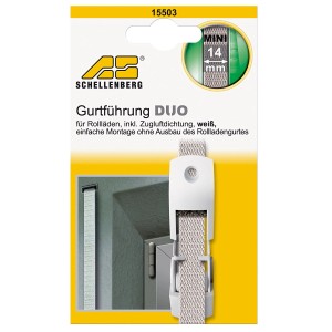Guide de sangle Schellenberg Duo, 14 mm, avec joint anti-courant d'air pour volets roulants. Blanc.