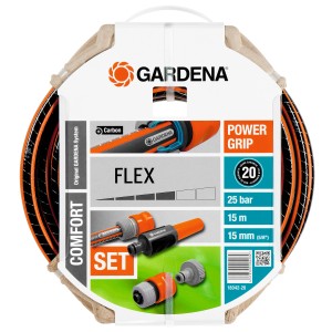 Gardena Flex tubo 15mm (5/8) x 15m con raccordi in set, arrotolato.