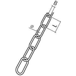 Schizzo di una catena ad anello in acciaio nero Conacord, diametro 2 mm, lunghezza 16 mm.