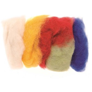 Mix di lana di pecora, 5 colori da 10g, per feltro e lavori creativi.