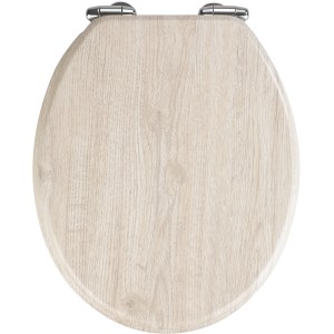 Wenko Sedile WC Quercia MDF Grigio con chiusura rallentata e fissaggio Fix-Clip.