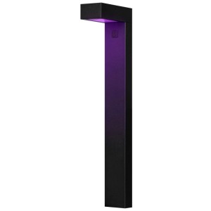 Lampada da percorso Smart Hombli nera in alluminio con illuminazione viola.
