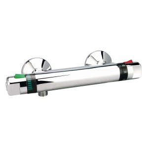 Mitigeur thermostatique de douche Trebbia chromé avec contrôle de la température et protection anti-brûlure.