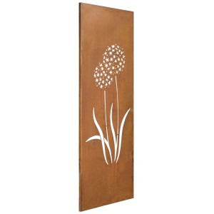 Paravent Nouvel Allium, métal rouille, 200x60cm, brise-vue pour jardin et terrasse.