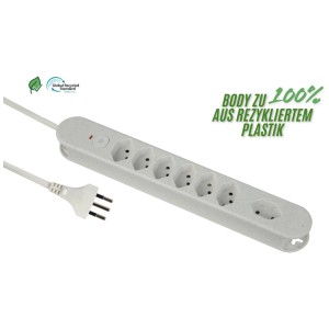 Schönenberger Steckdosenleiste Relife Weiss mit 7 T13 Steckdosen und 1,8 m Kabel.