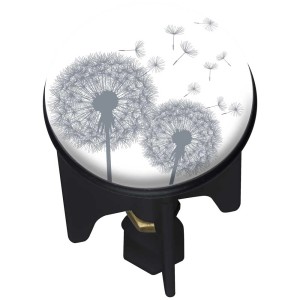 Tappo lavandino Pluggy Astera con motivo a dente di leone per scarichi standard.