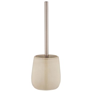 Wenko WC-Garnitur Sirmione in Beige: Freistehende WC-Bürste mit Edelstahlstiel und Keramikbehälter.