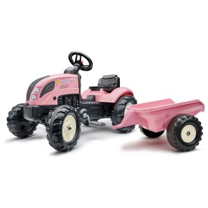 Falk Country Star Trattore con Rimorchio Misura M rosa, un giocattolo da esterno per bambini.