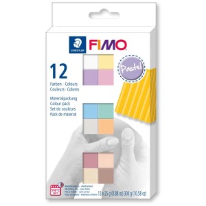 Fimo Pâte à modeler Lot de 12 couleurs pastel en boîte