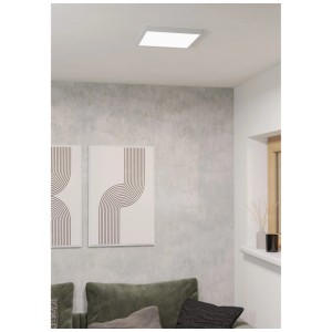 Plafonnier LED carré blanc Eglo Fueva 6, CCT, 29x29 cm.