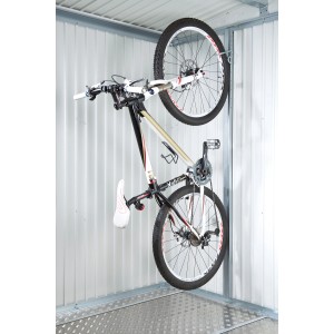 Support vélo Biohort bikeMax dans l'abri de jardin AvantGarde : Rangement vélo peu encombrant.