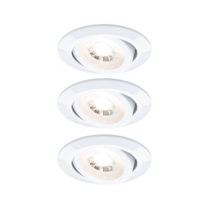 Lot de 3 spots LED encastrables orientables, 3000K blanc chaud, boîtier blanc.
