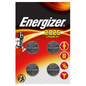 Energizer 2025 Litio, confezione da 4 batterie a bottone. Batteria per orologi, calcolatrici e altro.