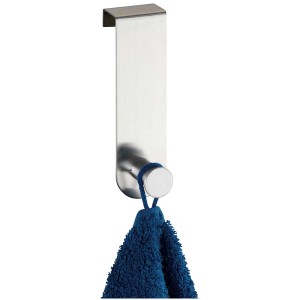 Wenko Celano gancio per porta in acciaio inox con asciugamano blu.