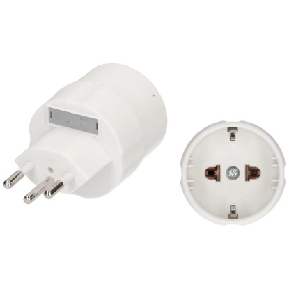 Reiseadapter Schutzkontakt Typ 12 / 3-polig Weiss