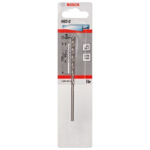 Punta da trapano per metallo Bosch HSS-G, 3 mm, DIN 340, per forature precise nel metallo.