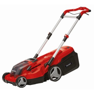 Tondeuse à batterie Einhell Rasarro avec 2 batteries, rouge/noir, pour l'entretien de la pelouse jusqu'à 450 m².