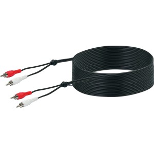 Cavo audio Schwaiger Cinch, 10 m, con connettori rossi e bianchi per trasmissione audio.