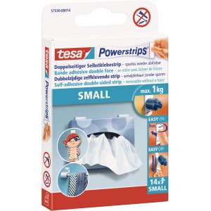 Emballage Tesa Powerstrips Small, 14 pièces, pour retirer des objets jusqu'à 0,75 kg sans laisser de traces.