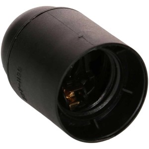 Douille de lampe E27 noire avec enveloppe lisse et filetage M10 x 1 pour installation de lampe.