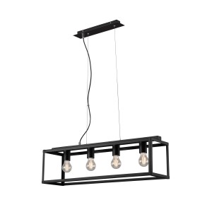 Suspension noire Briloner avec 4 douilles E27 au design vintage.