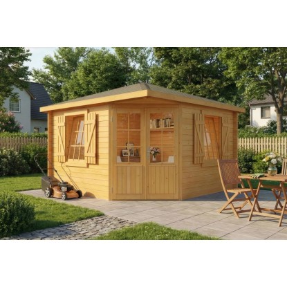 Alpholz Abri de jardin Monica Royal toit pointu 375 cm x 375 cm Marron