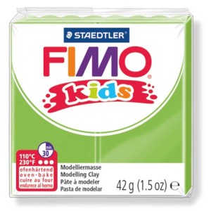 Fimo kids Modelliermasse Glitter Hellgrün, 42g Packung.