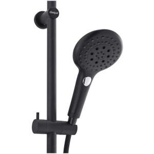 Système de douche Diaqua Wakuda Push, noir mat, avec douchette et pomme de tête.