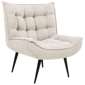 Fauteuil rembourré beige Alvesta de Beliani avec piquage et pieds noirs.
