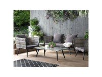 Beliani Lounge-Set Ragusa 4-Sitzer Rattan Grau mit Auflagen in Graphitgrau