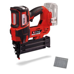 Einhell Fixetto 18/50 N chiodatrice a batteria: Pistola sparachiodi rossa a batteria con chiodi.