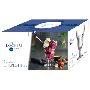 La Rochere Charlotte coppe gelato, set da 6, vetro trasparente, 37 cl. Stoviglie per dessert e gelati.