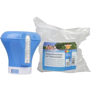 Diffuseur flottant Summer Fun avec thermomètre pour entretien piscine, bleu/blanc.