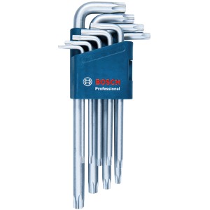 Jeu de clés mâles TX Bosch Professional, 9 pièces, dans un support.