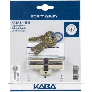 Cylindre double Kaba 8-5000 1515 avec 3 clés pour portes d'entrée.