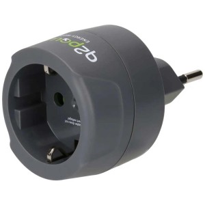 Adaptateur Europe gris pour CH/IT/BRA avec prise Schuko, idéal pour les voyages.