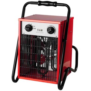 Stufa elettrica rossa EH 5 kW con maniglia e termostato.