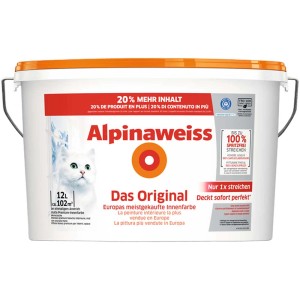 Secchio di Alpinaweiss Das Original, pittura per interni bianca opaca, 12 litri.
