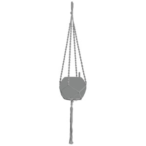 Portapiante macramè Lechuza Cotton Boho grigio, 120 cm, per piccoli vasi.