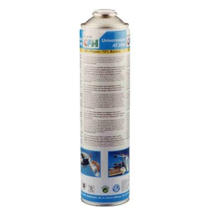 Cartuccia gas universale 600 ml per bruciatore erbacce, 30% propano, 70% butano.