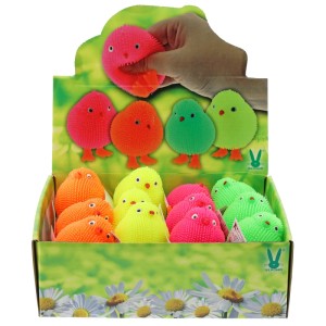 Decorazione pasquale: pulcini da schiacciare multicolore, 8 cm, assortiti in 4.