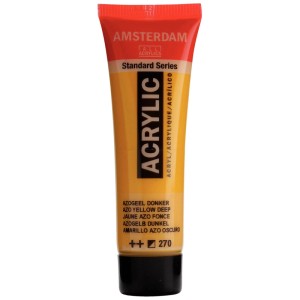 Tube de peinture acrylique Amsterdam Jaune Azo Foncé, Standard Series, 20 ml.