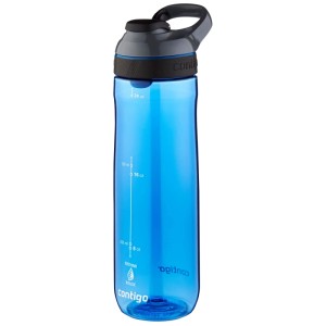 Borraccia blu Contigo Cortland (720 ml) con coperchio grigio e maniglia.