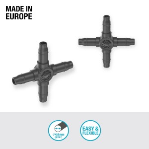 Raccordi a croce Gardena da 4,6 mm (3/16") in set da 10 per sistemi Micro-Drip per cambio direzione.