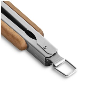 Pinza per grill Burnhard in acciaio inox con manico in legno di acacia, lunghezza 45 cm.