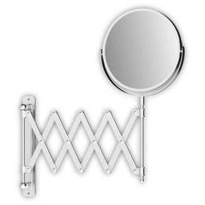 Miroir cosmétique rond Vivienne réglable pour montage mural, aspect chromé.