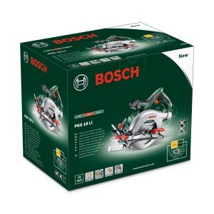 Confezione della sega circolare a batteria Bosch PKS 18 LI (senza batteria).