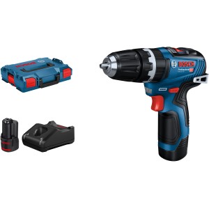 Avvitatore a percussione a batteria Bosch Professional GSB 12V-35 con batterie, caricabatterie e L-Boxx.