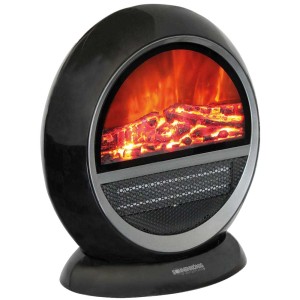 Cheminée électrique noire Sonnenkönig Mala avec effet de flamme et chauffage.